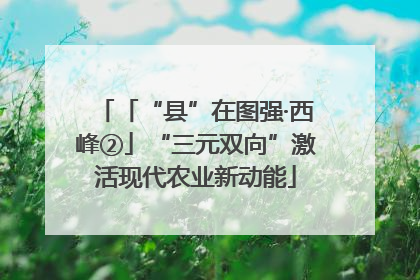 「“县”在图强·西峰②」“三元双向”激活现代农业新动能