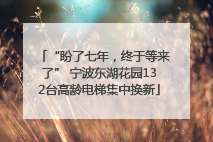“盼了七年，终于等来了” 宁波东湖花园132台高龄电梯集中换新