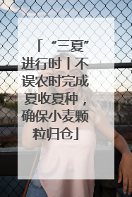 “三夏”进行时丨不误农时完成夏收夏种，确保小麦颗粒归仓