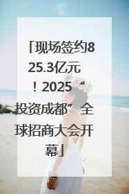 现场签约825.3亿元！2025“投资成都”全球招商大会开幕