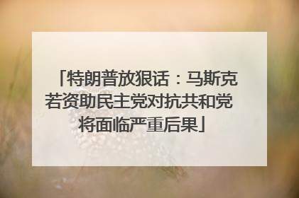 特朗普放狠话：马斯克若资助民主党对抗共和党 将面临严重后果