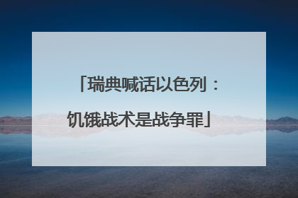 瑞典喊话以色列：饥饿战术是战争罪