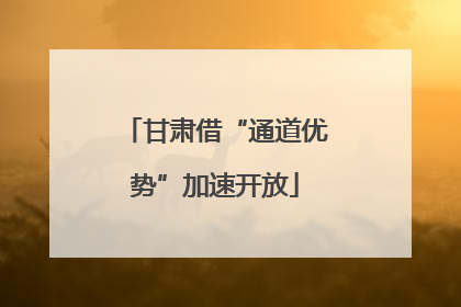 甘肃借“通道优势”加速开放