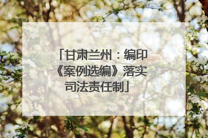 甘肃兰州：编印《案例选编》落实司法责任制