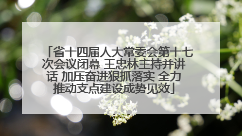 省十四届人大常委会第十七次会议闭幕 王忠林主持并讲话 加压奋进狠抓落实 全力推动支点建设成势见效
