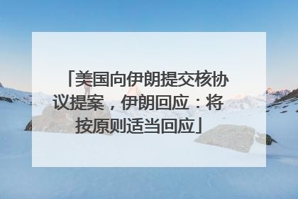 美国向伊朗提交核协议提案，伊朗回应：将按原则适当回应