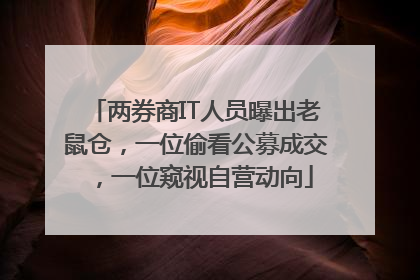 两券商IT人员曝出老鼠仓，一位偷看公募成交，一位窥视自营动向