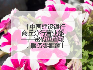 中国建设银行商丘分行营业部——密码重置暖，服务零距离