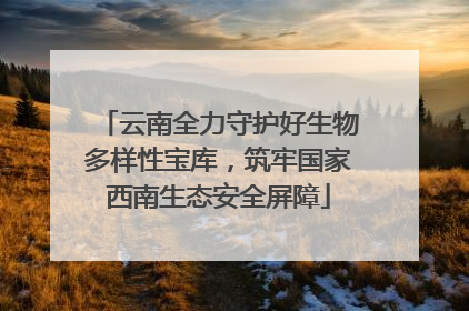 云南全力守护好生物多样性宝库，筑牢国家西南生态安全屏障
