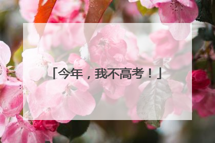 今年，我不高考！