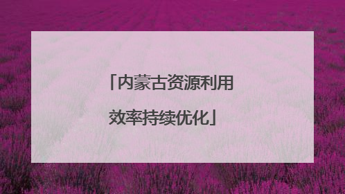 内蒙古资源利用效率持续优化