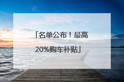 名单公布！最高20%购车补贴