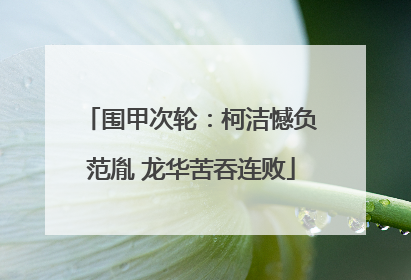 围甲次轮：柯洁憾负范胤 龙华苦吞连败