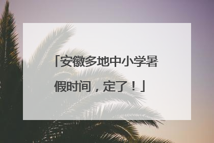 安徽多地中小学暑假时间，定了！