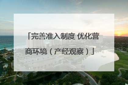 完善准入制度 优化营商环境（产经观察）