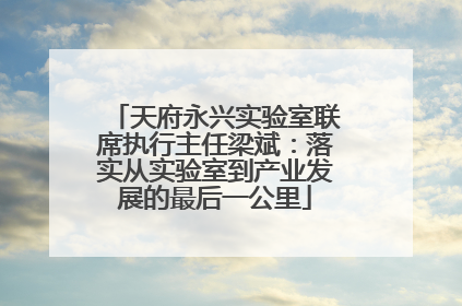 天府永兴实验室联席执行主任梁斌：落实从实验室到产业发展的最后一公里