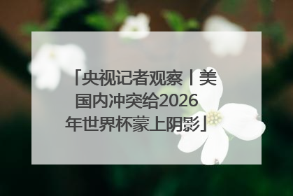 央视记者观察丨美国内冲突给2026年世界杯蒙上阴影