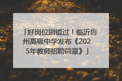 好岗位别错过！临沂鲁州高级中学发布《2025年教师招聘简章》