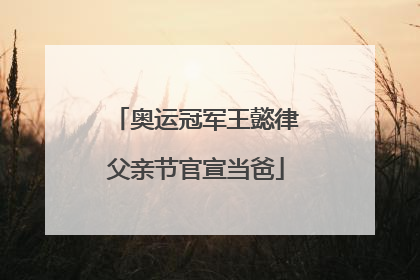 奥运冠军王懿律父亲节官宣当爸