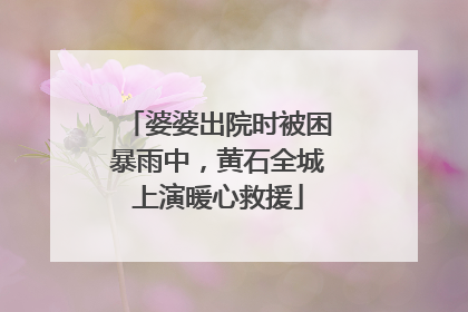 婆婆出院时被困暴雨中，黄石全城上演暖心救援