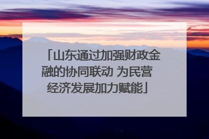 山东通过加强财政金融的协同联动 为民营经济发展加力赋能