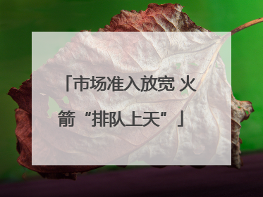 市场准入放宽 火箭“排队上天”