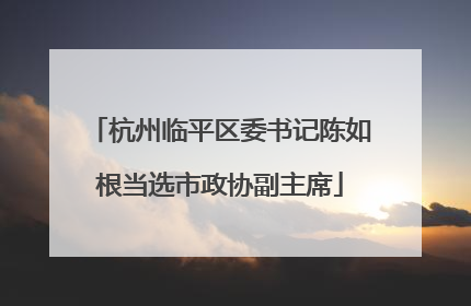 杭州临平区委书记陈如根当选市政协副主席