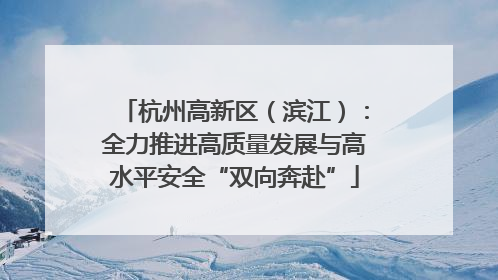 杭州高新区（滨江）：全力推进高质量发展与高水平安全“双向奔赴”