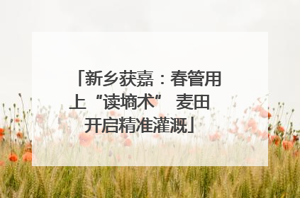 新乡获嘉：春管用上“读墒术” 麦田开启精准灌溉