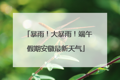 暴雨！大暴雨！端午假期安徽最新天气