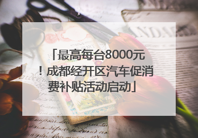 最高每台8000元！成都经开区汽车促消费补贴活动启动