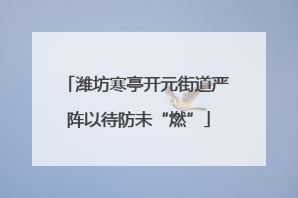 潍坊寒亭开元街道严阵以待防未“燃”