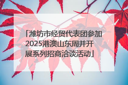 潍坊市经贸代表团参加2025港澳山东周并开展系列招商洽谈活动
