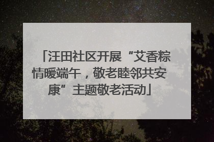 汪田社区开展“艾香粽情暖端午，敬老睦邻共安康”主题敬老活动