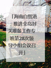 海南自贸港：推进全岛封关准备工作专班第28次领导小组会议召开