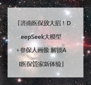 济南医保放大招！DeepSeek大模型+参保人画像 解锁AI医保管家新体验
