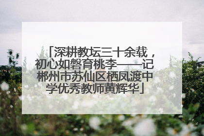 深耕教坛三十余载，初心如磐育桃李——记郴州市苏仙区栖凤渡中学优秀教师黄辉华