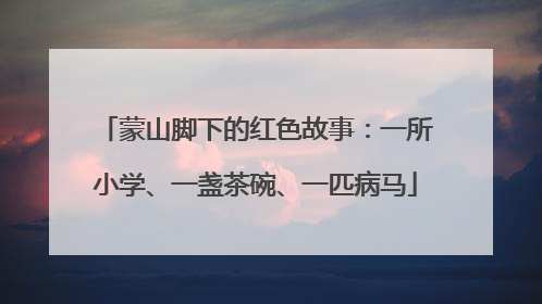蒙山脚下的红色故事：一所小学、一盏茶碗、一匹病马
