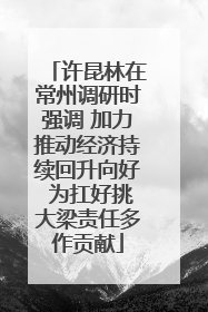 许昆林在常州调研时强调 加力推动经济持续回升向好 为扛好挑大梁责任多作贡献