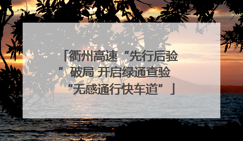 衢州高速“先行后验”破局 开启绿通查验“无感通行快车道”