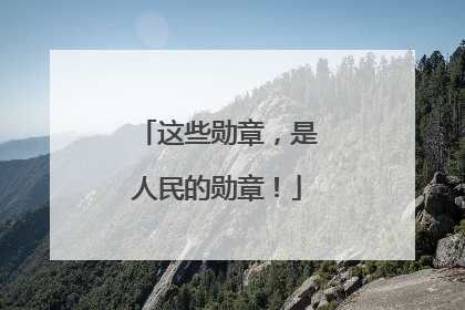 这些勋章，是人民的勋章！