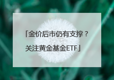 金价后市仍有支撑？关注黄金基金ETF