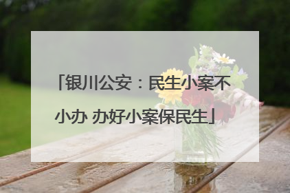 银川公安：民生小案不小办 办好小案保民生