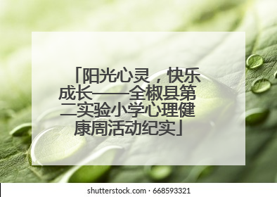 阳光心灵，快乐成长——全椒县第二实验小学心理健康周活动纪实