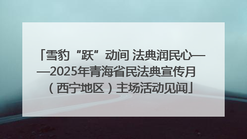 雪豹“跃”动间 法典润民心——2025年青海省民法典宣传月（西宁地区）主场活动见闻