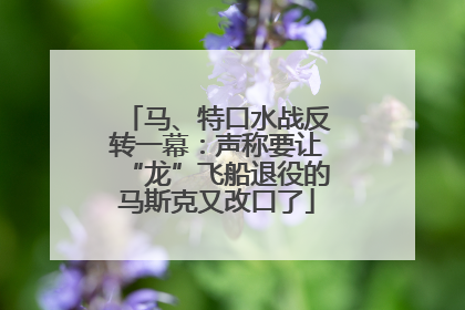 马、特口水战反转一幕：声称要让“龙”飞船退役的马斯克又改口了